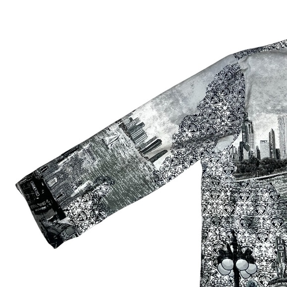 VTG RAAKHEE Sequin Black White City Skyline Button Up Top Women's Size 1X - Picture 11 of 16